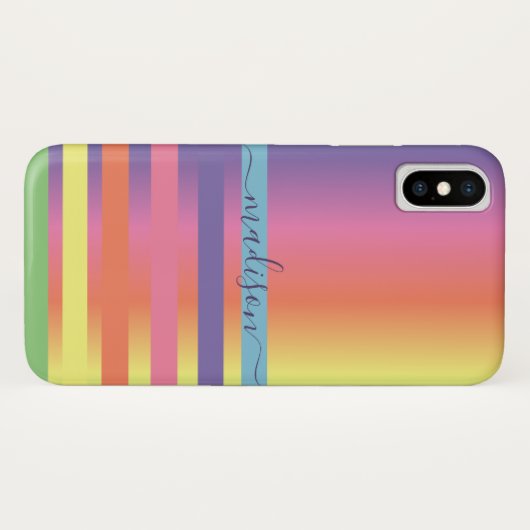 Abstract Modern Rainbow Jouw naam Monogram Case-Mate iPhone Case (Achterkant (horizontaal))