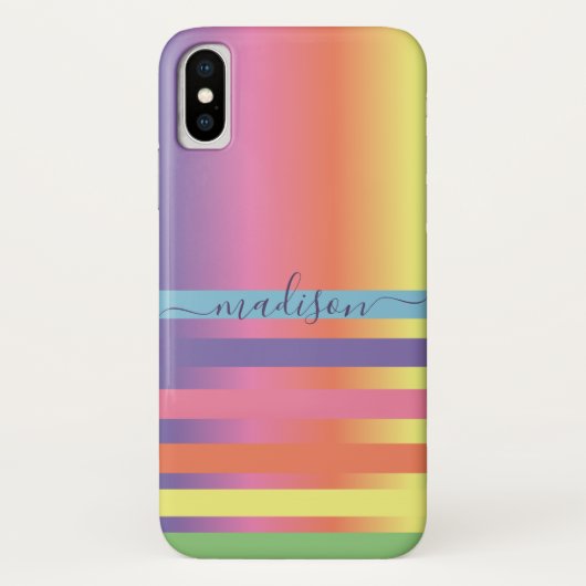 Abstract Modern Rainbow Jouw naam Monogram Case-Mate iPhone Case (Achterkant)