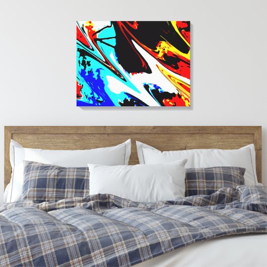 Abstract Modern Rood Geel Blauw Zwart Verpakt Canvas Afdruk (Insitu (Slaapkamer))