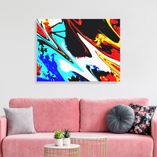Abstract Modern Rood Geel Blauw Zwart Verpakt Canvas Afdruk (Insitu (Woonkamer))