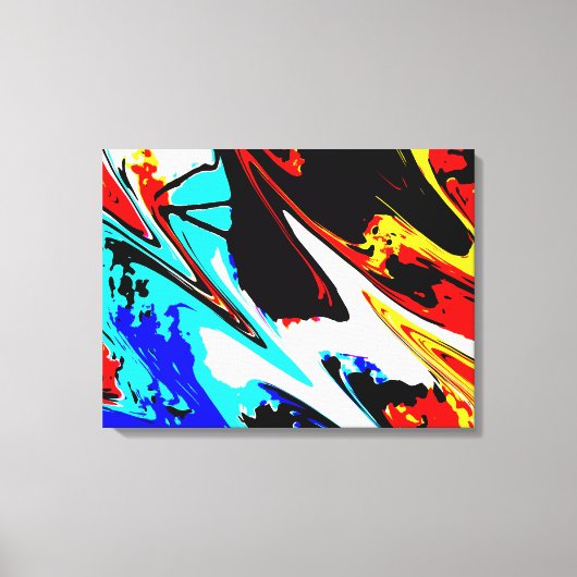 Abstract Modern Rood Geel Blauw Zwart Verpakt Canvas Afdruk (Voorkant)