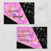 *~* Abstract Modern Roze Glitter Geometric Floral Visitekaartje (Voorkant / Achterkant)