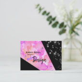 *~* Abstract Modern Roze Glitter Geometric Floral Visitekaartje (Staand voorkant)