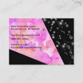 *~* Abstract Modern Roze Glitter Geometric Floral Visitekaartje (Achterkant)