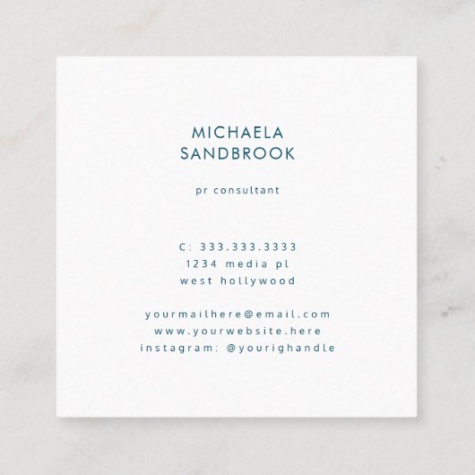 Abstract Modern Schilderen Blauwgroen Turquoise Vierkante Visitekaartje (Achterkant)