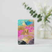 Abstract modern schilderij kopergoud monogram visitekaartje (Staand voorkant)