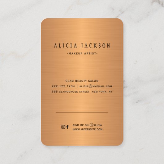 Abstract modern schilderij kopergoud monogram visitekaartje (Achterkant)