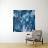 Abstract modern schilderlandschap. Blauwe nachtkun Wandkleed (In situ)
