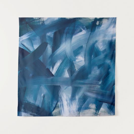 Abstract modern schilderlandschap. Blauwe nachtkun Wandkleed (Voorkant)