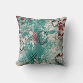 Abstract modern Sierkussen Blauwgroen Burgundy Red