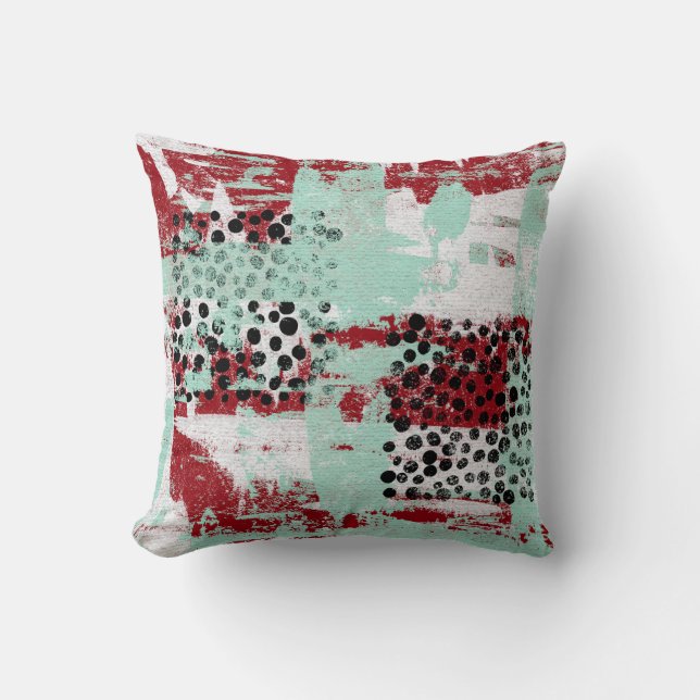Abstract modern Sierkussen Red Mint Green (Voorkant)