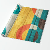 Abstract modern stripes — pasteelhout cadeaupapier (Uitgerold)