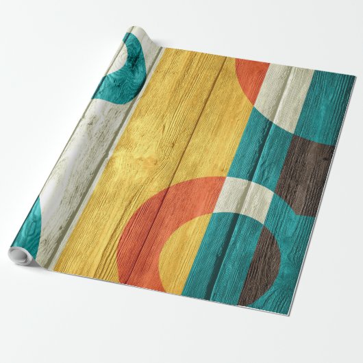 Abstract modern stripes — pasteelhout cadeaupapier (Uitgerold)