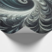 Abstract Modern Swirling Green, Silver and Black Cadeaupapier (Hoek)