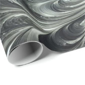 Abstract Modern Swirling Green, Silver and Black Cadeaupapier (Rol Hoek)