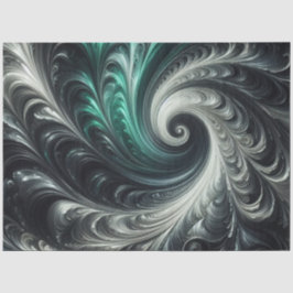 Abstract Modern Swirling Green, Silver and Black Tissuepapier