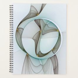 Abstract Modern Turquoise Brown Gold Elegance Planner