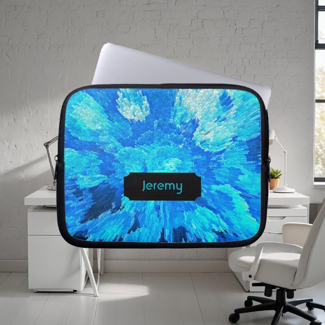 Abstract, modern, turquoise, Hawaiaans mozaïek  Laptop Sleeve (Creator heeft geüpload)