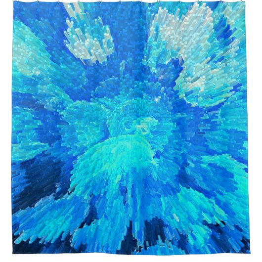 Abstract, modern, turquoise mozaïek douchegordijn (Voorkant)