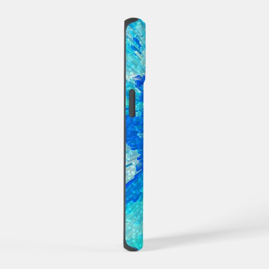 Abstract, modern, turquoise mozaïek iPhone 15 case (Rechterkant)