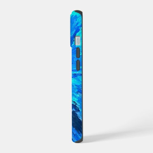 Abstract, modern, turquoise mozaïek iPhone 15 case (Linkerkant)