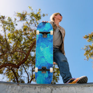 Abstract, modern, turquoise mozaïek persoonlijk skateboard