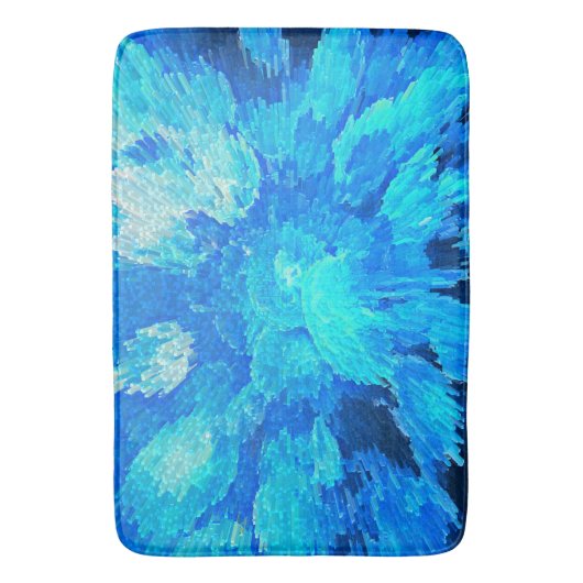 Abstract, modern, turquoise mozaïekpatroon badmat (Voorkant Verticaal)