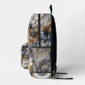 Abstract modern wervelend goud, zwart en wit bedrukte rugzak (Rechts)