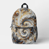 Abstract modern wervelend goud, zwart en wit bedrukte rugzak (Voorkant)