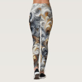 Abstract modern wervelend goud, zwart en wit leggings (Achterkant)
