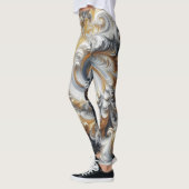 Abstract modern wervelend goud, zwart en wit leggings (Links)