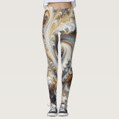 Abstract modern wervelend goud, zwart en wit leggings (Voorkant)