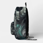 Abstract Modern Wervelend Groen, Zilver en Zwart Bedrukte Rugzak (Rechts)