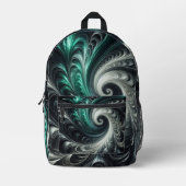 Abstract Modern Wervelend Groen, Zilver en Zwart Bedrukte Rugzak (Voorkant)