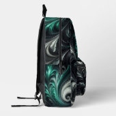Abstract Modern Wervelend Groen, Zilver en Zwart Bedrukte Rugzak (Links)
