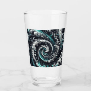 Abstract Modern Wervelend Groen, Zilver en Zwart Glas