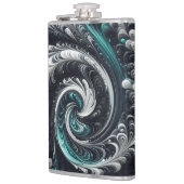 Abstract Modern Wervelend Groen, Zilver en Zwart Heupfles (Links)