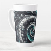 Abstract Modern Wervelend Groen, Zilver en Zwart Latte Mok (Linkerhoek)