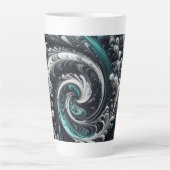 Abstract Modern Wervelend Groen, Zilver en Zwart Latte Mok (Voorkant)