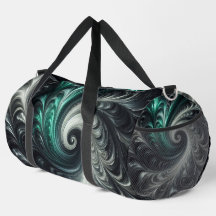 Abstract Modern Wervelend Groen, Zilver en Zwart