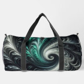 Abstract Modern Wervelend Groen, Zilver en Zwart Plunjezak (Achterkant)