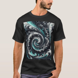 Abstract Modern Wervelend Groen, Zilver en Zwart T-shirt