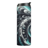 Abstract Modern Wervelend Groen, Zilver en Zwart Thermosbeker (Gedraaid links)