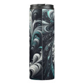 Abstract Modern Wervelend Groen, Zilver en Zwart Thermosbeker (Achterkant)