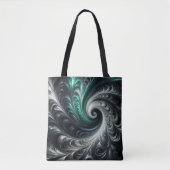 Abstract Modern Wervelend Groen, Zilver en Zwart Tote Bag (Voorkant)