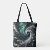 Abstract Modern Wervelend Groen, Zilver en Zwart Tote Bag (Achterkant)
