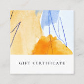 Abstract Modern Yellow Blue Art Cadeaubon Vierkante Visitekaartje (Voorkant)