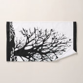 Abstract modern zwart boomsilhouet wit bad handdoek (Handdoek)