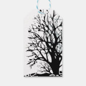 Abstract modern zwart boomsilhouet wit cadeaulabel (Achterkant)