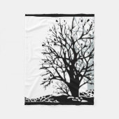 Abstract modern zwart boomsilhouet wit fleece deken (Voorkant)